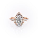 Pear Cut Moissanite Engagement Ring With Halo