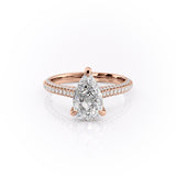 Pear Cut Moissanite Ring With Pave Set Shoulders