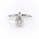 Pear Cut Moissanite Engagement Ring With Hidden Halo