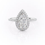 Pear Cut Moissanite Ring, Classic Halo Design