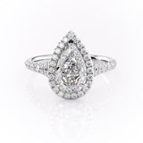 Pear Cut Moissanite Engagement Ring With Halo