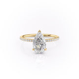 Pear Cut Moissanite Ring With Hidden Halo
