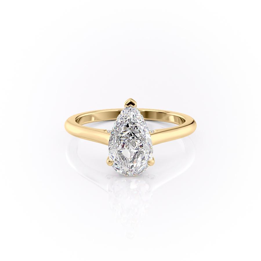 Pear Cut Moissanite Engagement Ring With Hidden Halo