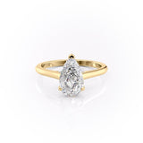Pear Cut Moissanite Engagement Ring With Hidden Halo