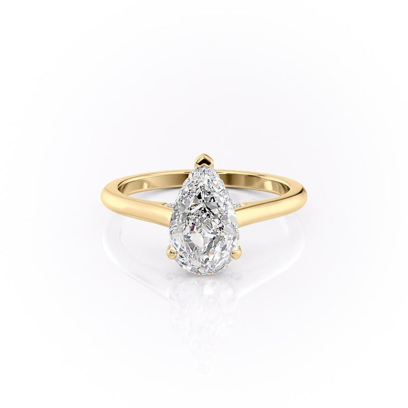 Pear Cut Moissanite Engagement Ring With Hidden Halo