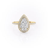 Pear Cut Moissanite Ring, Classic Halo Design