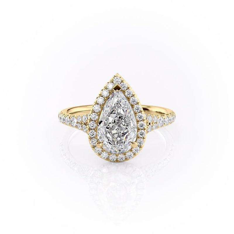 Pear Cut Moissanite Engagement Ring With Halo