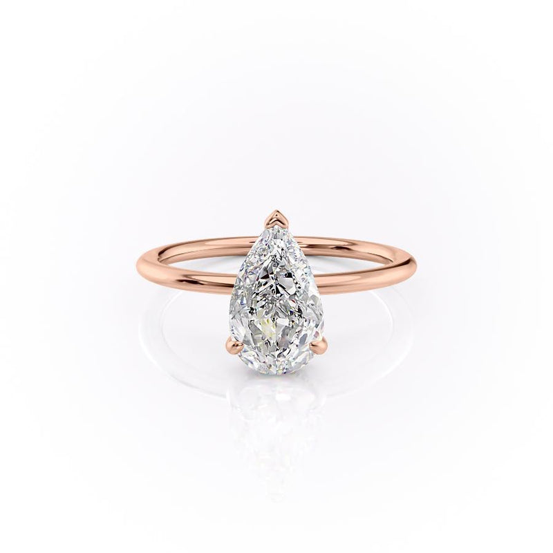 Pear Shaped Engagement Ring 2ct/ 107 Mm , Diamond Hidden Halo Ring, Rose Cut  Pear Moissanite Ring, Big Celebrity Ring. -  Denmark