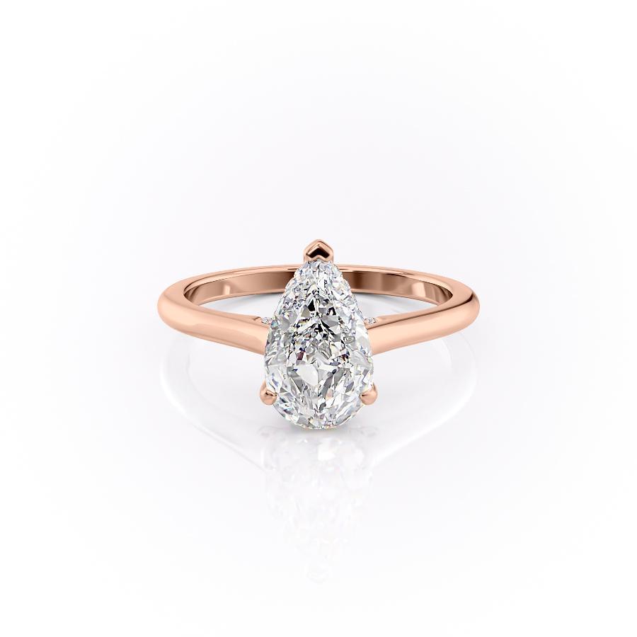 Pear Cut Moissanite Engagement Ring With Hidden Halo