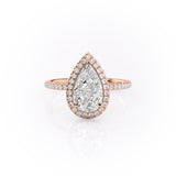 Pear Cut Moissanite Ring, Classic Halo Design