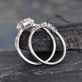 Round Cut Moissanite and Silver Pearl Ring set