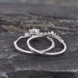 Round Cut Moissanite and Silver Pearl Ring set