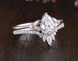 Pear Cut Vintage Style Bridal Ring Set