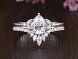 Pear Cut Vintage Style Bridal Ring Set