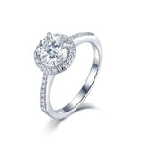 1.00ct Moissanite Engagement Ring, Classic Halo Setting with Stone Set Shoulders , Sterling Silver & Platinum