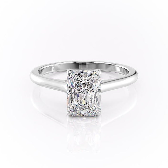 Radiant Cut Moissanite Ring, Hidden Halo