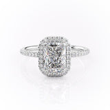 Radiant Cut Moissanite Engagement Ring, Classic Halo