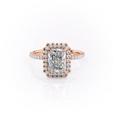 Radiant Cut Moissanite Engagement Ring, Classic Halo
