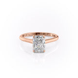 Radiant Cut Moissanite Ring, Hidden Halo