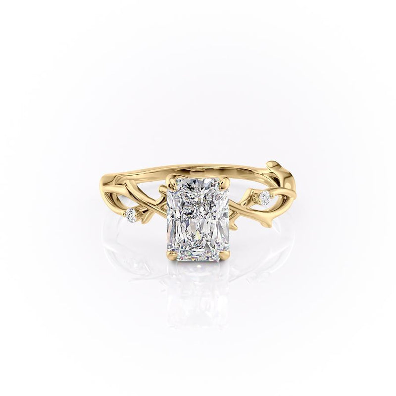 Radiant Cut Moissanite Engagement Ring, Twig Design