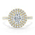Round Cut Moissanite Double Halo Engagement Ring, Tiffany Style