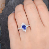 Blue Sapphire & Moissanite Vintage Design