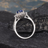 Blue Sapphire & Moissanite Vintage Design