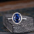 Oval Cut Blue Sapphire, Classic Halo Ring