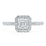 Asscher Cut Moissanite Engagement Ring, Classic Halo