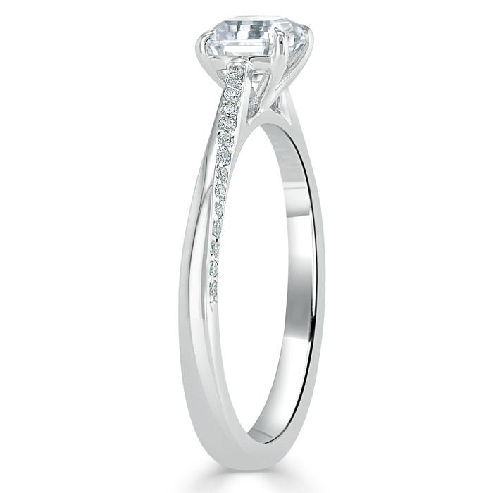 Asscher Cut Moissanite Engagement Ring, Classic Style