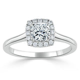Cushion Cut Moissanite Halo Engagement Ring