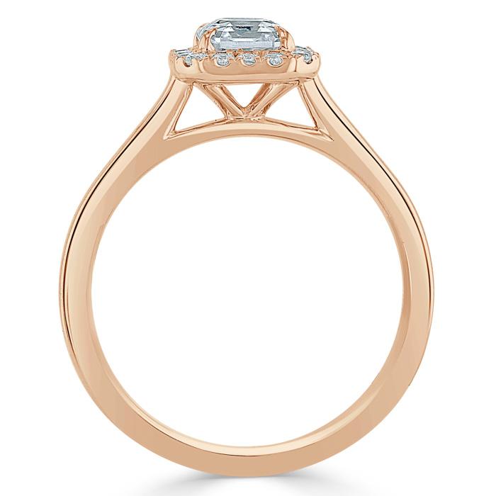 Asscher Cut Moissanite Halo Engagement Ring