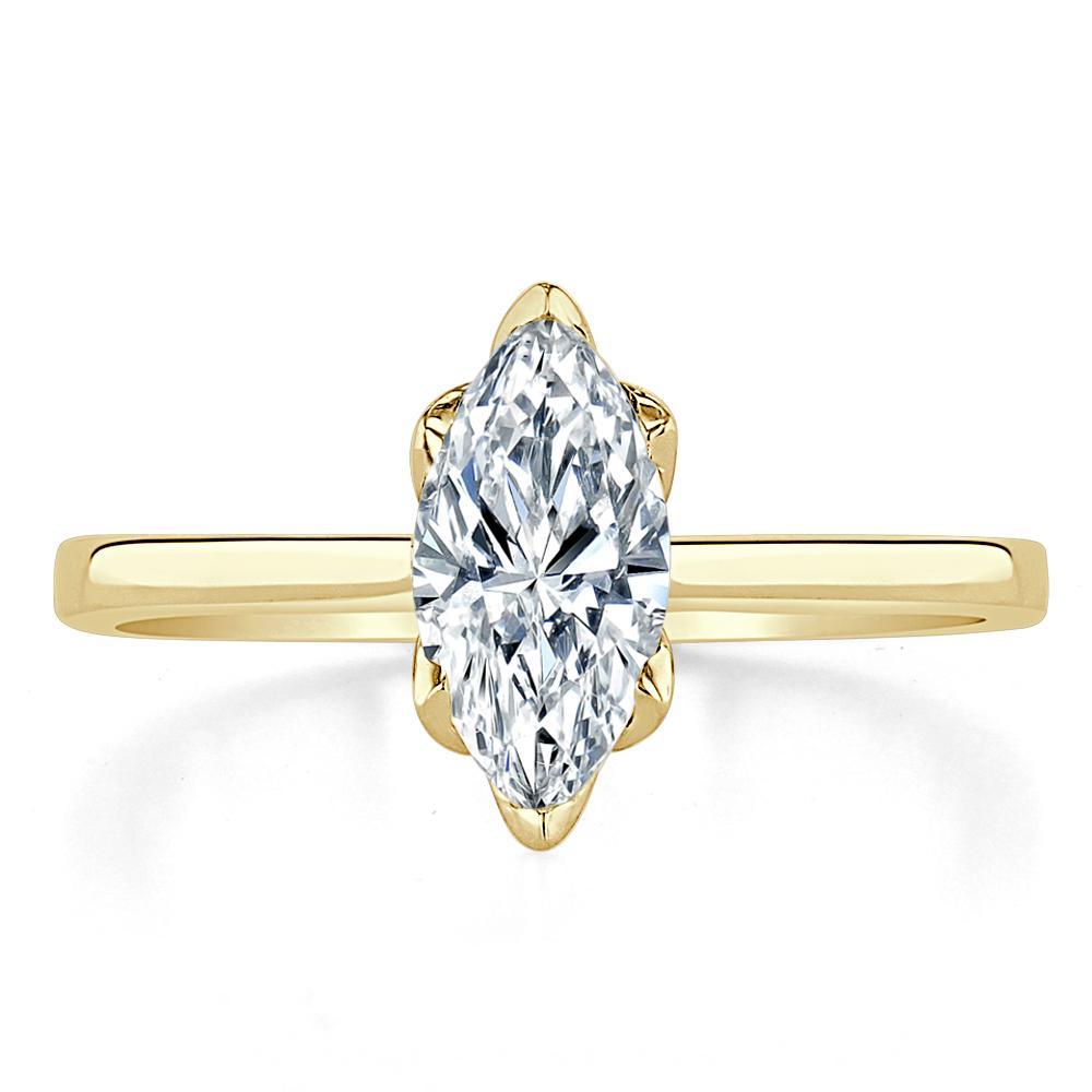 Marquise Cut Moissanite Engagement Ring, Classic Design
