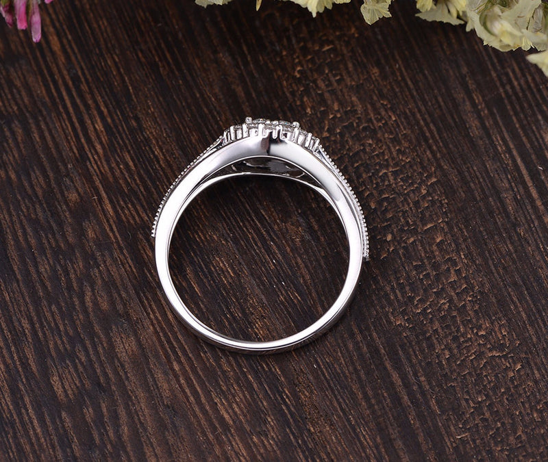 Round Cut Moissanite Cluster Engagement Ring, Vintage Design