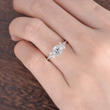 Round Cut Moissanite Engagement Ring, Unique Art Deco Design