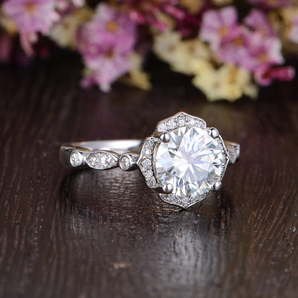 Vintage Inspired Solitaires Flawless Moissanite