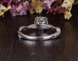 Round Cut Moissanite Engagement Ring, Vintage Twist Design