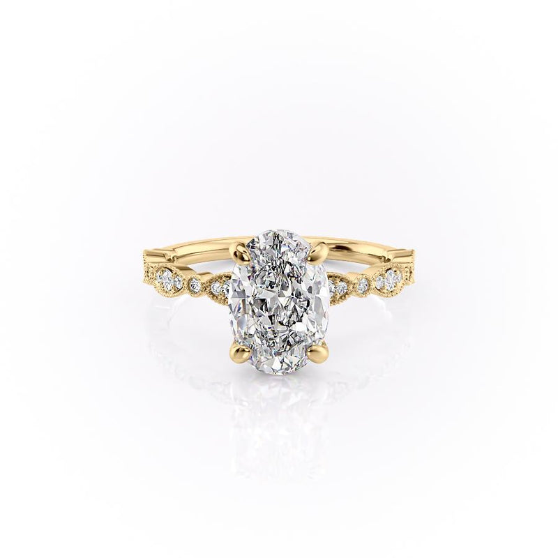 Oval Cut Moissanite Engagement Ring, Vintage Design
