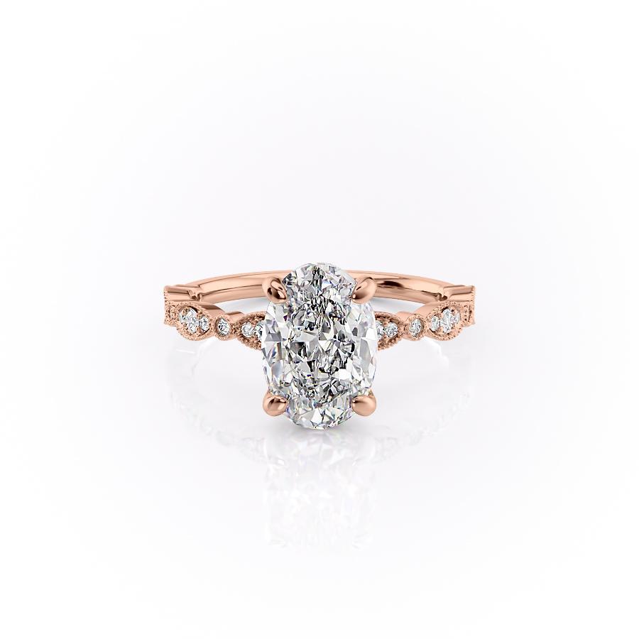 Oval Cut Moissanite Engagement Ring, Vintage Design