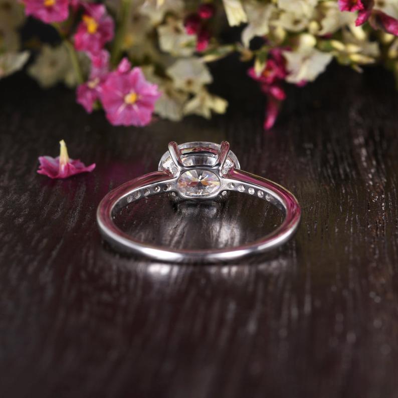 Oval Cut Moissanite Engagement Ring, Vintage Design