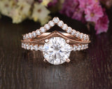 Vintage Style Bridal Ring Set, Round Cut