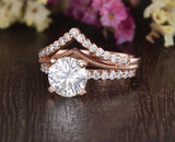 Vintage Style Bridal Ring Set, Round Cut