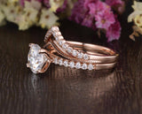 Vintage Style Bridal Ring Set, Round Cut