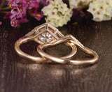 Vintage Style Bridal Ring Set, Round Cut