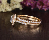 Vintage Style Bridal Ring Set, Round Cut