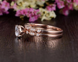 Vintage Style Bridal Ring Set, Round Cut