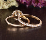 Vintage Style Bridal Ring Set, Round Cut