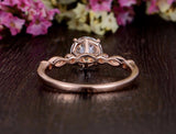 Round Cut Moissanite Engagement Ring, Unique Vintage Design