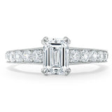 Emerald Cut Moissanite Engagement Ring, Tiffany Style