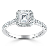 Asscher Cut Moissanite Engagement Ring, Classic Halo